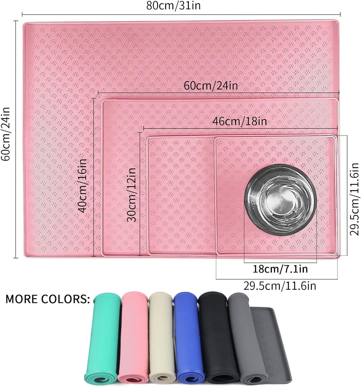Ptlom Silicone Pet Placemat for Dog and Cat, Waterproof Anti-Slip Pet Feeding Bowl Mats for Food