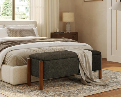 Storage Ottoman Bench, End of Bed Bench for Bedroom, 47" Boucle Upholstered Entryway Shoe Seat