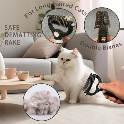 Cat Grooming Brush Kit 6 Tools - Deshedding & Dematting for Long/Short Hair, Self-Cleaning Slicker