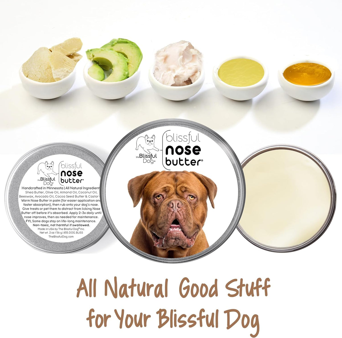 The Blissful Dog Dogue De Bordeaux Nose Butter, Versatile Dog Nose Balm for Dry Nose, Handcrafted