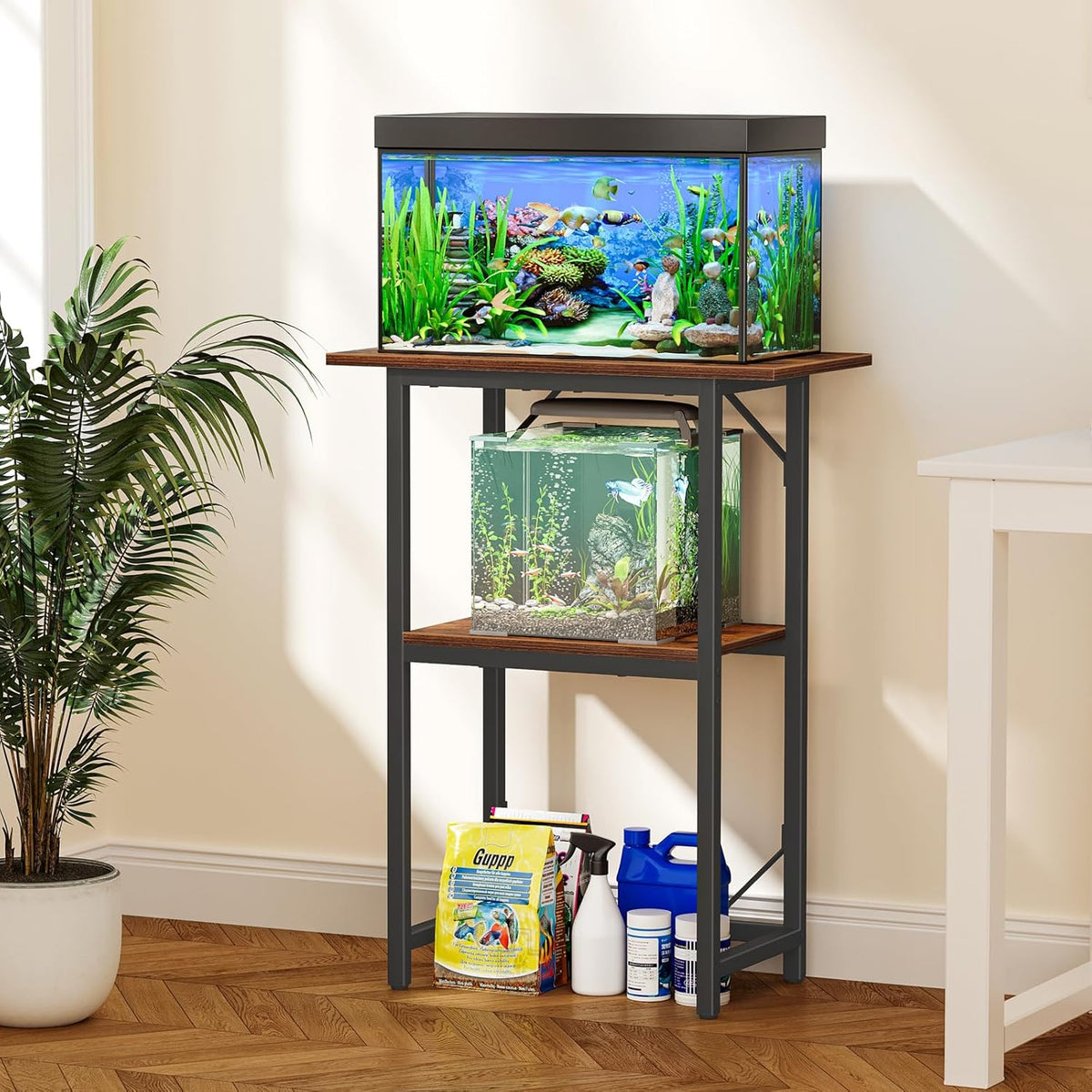 Snughome 10-20 Gallon Fish Tank Stand, Aquarium Stand 2-Tier Storage Shelves, Heavy Duty Terrarium