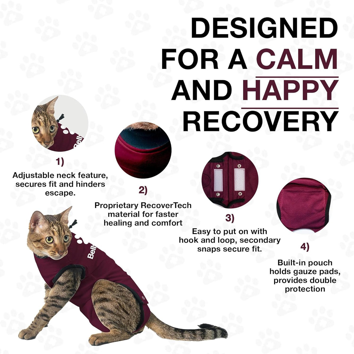 Bellyguard Cat Recovery Suit Female and Male, Comfy Onesie After Surgery, Kitten Clothes for
