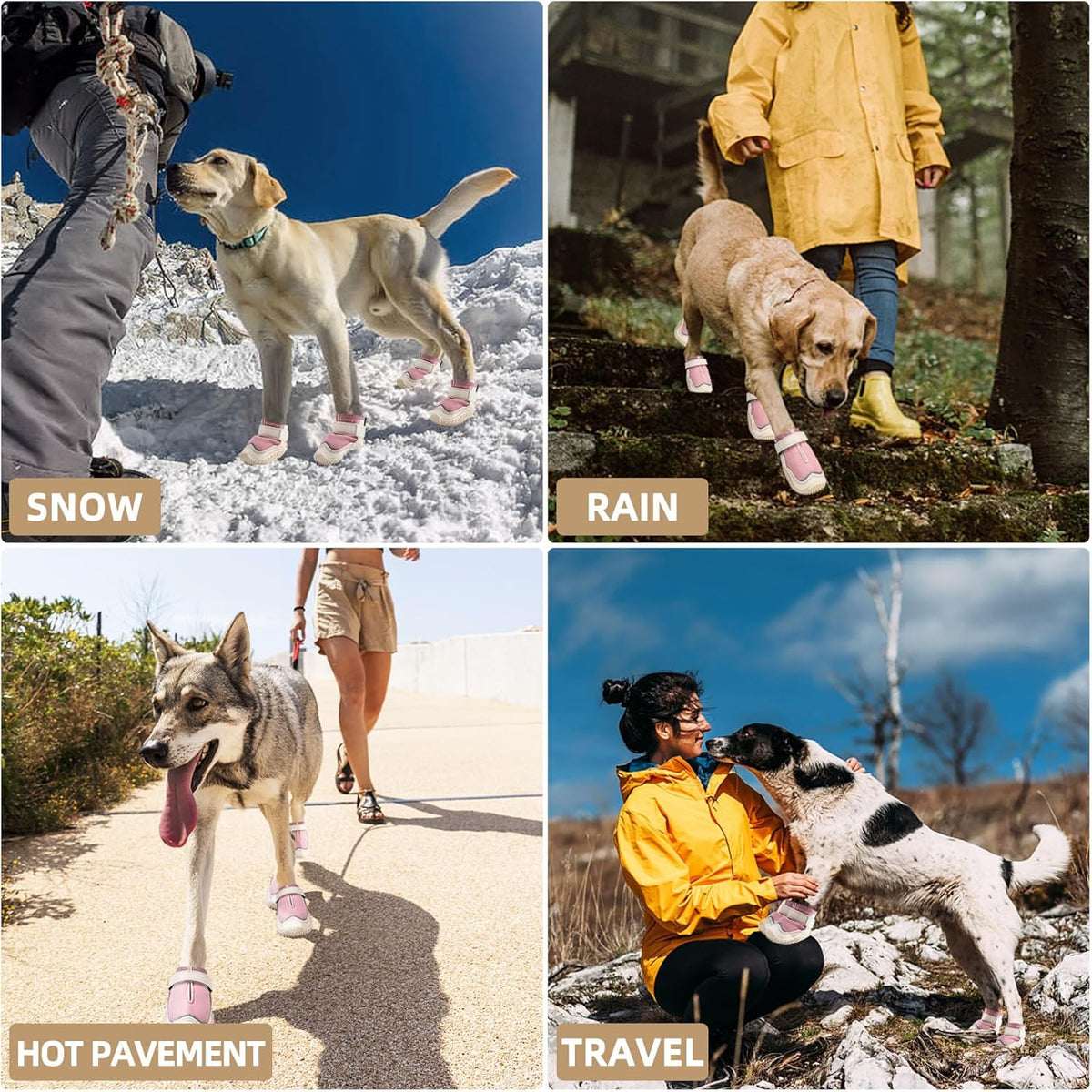 Hcpet Dog Boots for Large Dogs, Dog Shoes for Hot Pavement Winter Snow, Paw Protector Dog Booties