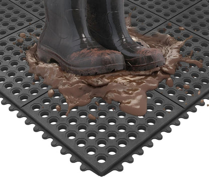 Ottomanson Heavy Duty Rubber Floor Mat – Non-Slip, Waterproof, Easy to Clean – Anti-Fatigue Mat for