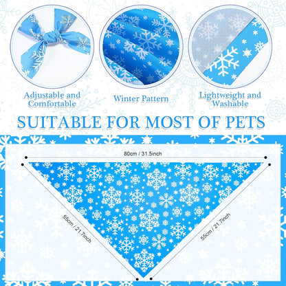 Abbylike 50 Pcs Winter Dog Bandanas Bulk Blue Snowflake Dog Bandanas for Pets Triangle Kerchief