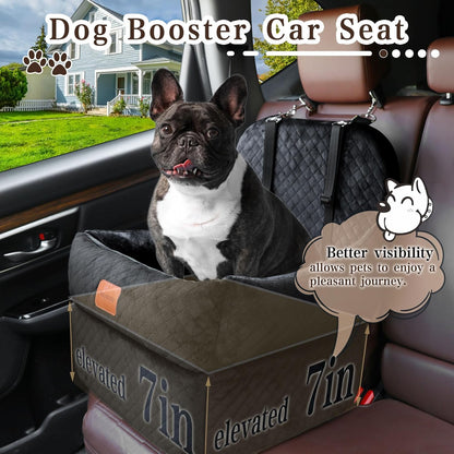 Dog Car Seat-Dog Booster Car Seat with 7''Interior Height,Pet Travel Car Seat with 2 Safety