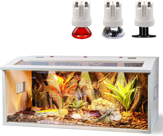 Prolee Bearded Dragon Tank, Reptile Enclosure, Snake Tank, Reptile Terrarium, Built-in Light