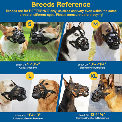 BARKLESS Basket Muzzle for Medium Dogs, Humane Muzzle to Prevent Biting and Scavenging, Snap-on