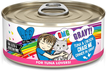 Weruva B.F.F. OMG - Best Feline Friend Oh My Gravy!, Tuna & Chicken Chase Me with Tuna & Chicken