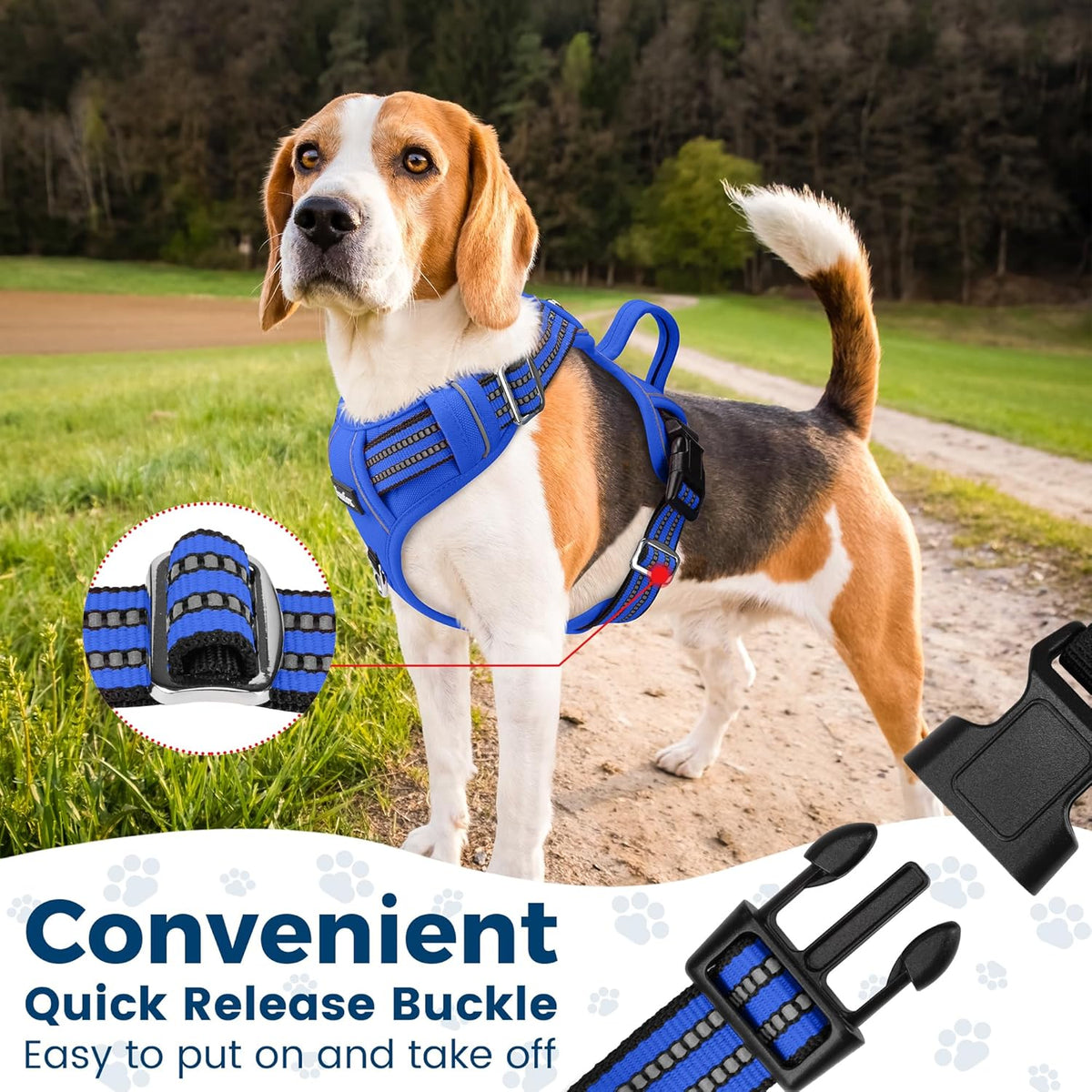 Funfox Dog Harness No Pull, Adjustable Pet Vest Harness, Super Soft Material with Vertical Handle