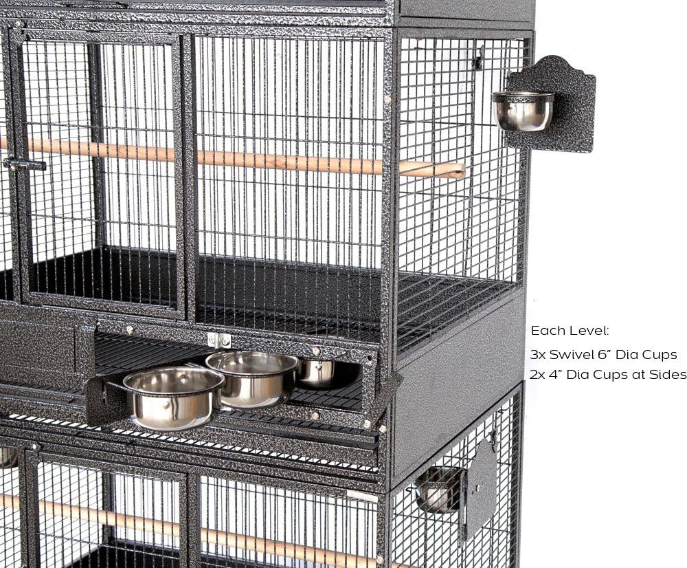 Extra Large Stackers Heavy Duty Wrought Iron Breeder Parrot Aviary Bird Breeding Rolling Cage with