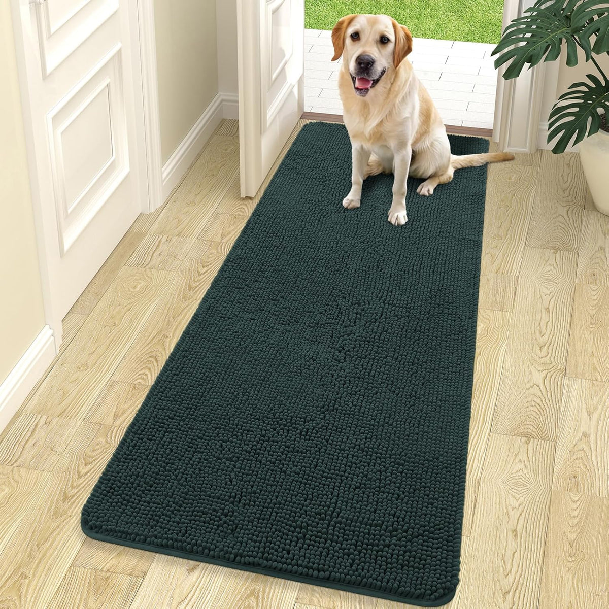 OLANLY Dog Door Mat for Muddy Paws 70x24, Absorbs Moisture and Dirt, Absorbent Non-Slip Washable