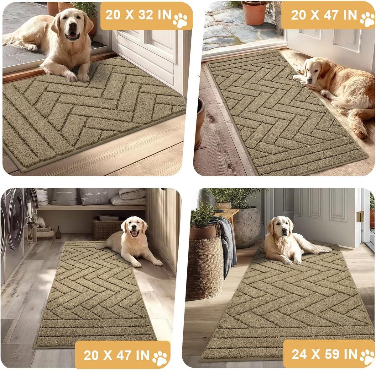 Tindbea Dog Mat for Muddy Paws,Absorbs Moisture Dirt Non-Slip Washable Mud Mat for Dogs,Soft Rubber