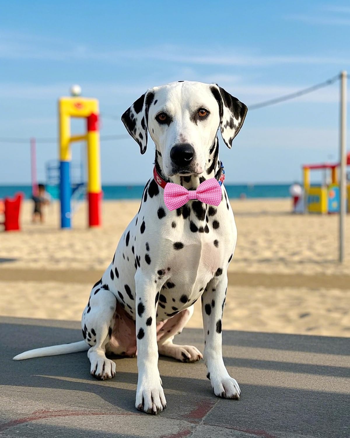 PET SHOW 8 Pack Dot Big Dogs Collar Embellishment Attachment Bow Ties for Medium Large Dogs Collar