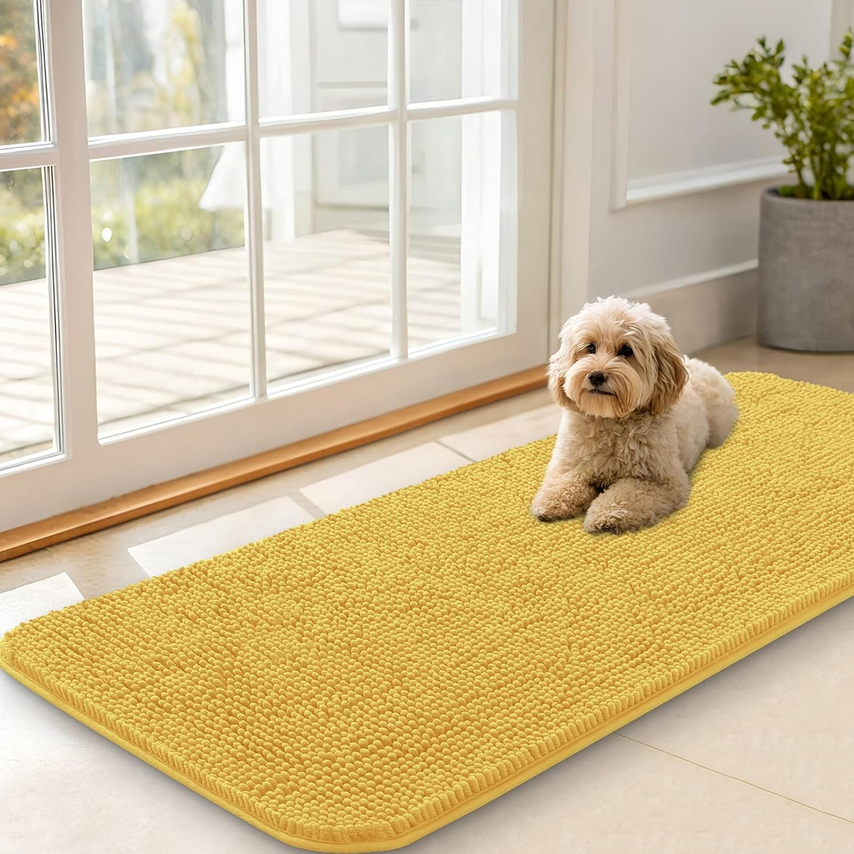 OLANLY Dog Door Mat for Muddy Paws 47x20, Absorbs Moisture and Dirt, Absorbent Non-Slip Washable