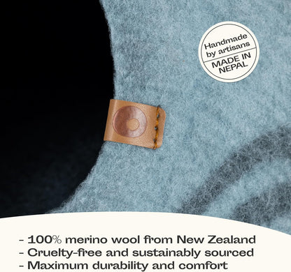MEOWFIA Cat Cave – Premium Felt Cat Bed for Indoor Cats, Handmade 100% Merino Wool (Aquamarine