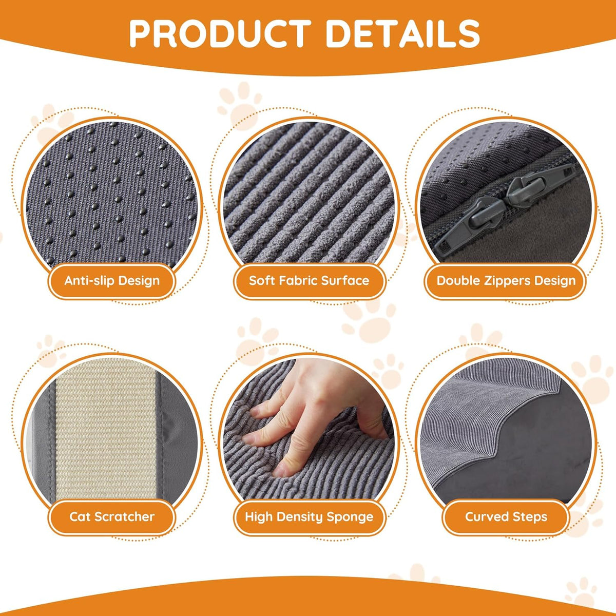 Dog Stairs for Small Dogs, 4-Step Dog Ramp for Bed 19.7" H, Dogs Steps for Bed, Couch, Pet Stairs