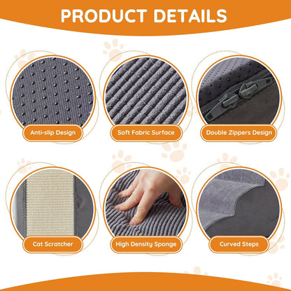Dog Stairs for Small Dogs, 4-Step Dog Ramp for Bed 19.7" H, Dogs Steps for Bed, Couch, Pet Stairs
