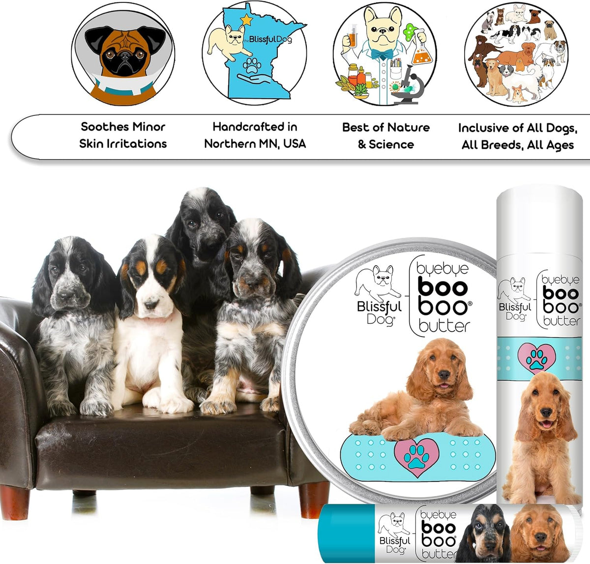 The Blissful Dog English Cocker Spaniel Boo Boo Butter, 16 oz.