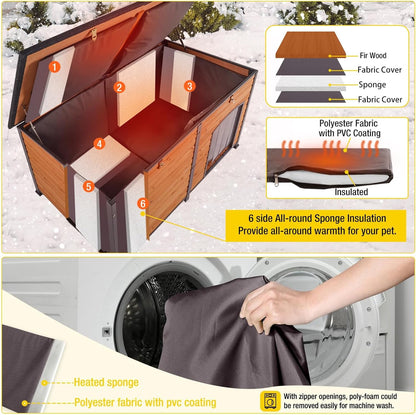 Aivituvin Dog House Outdoor 59" Extra Large Insulated Dog Kennel with Movable Insulation
