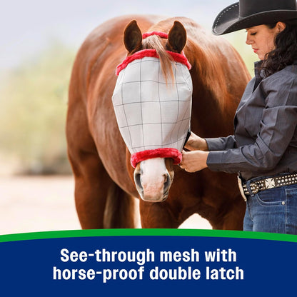 Farnam SuperMask II Fly Mask Without Ears for Larger Horses, Full Face Coverage and Eye Protection
