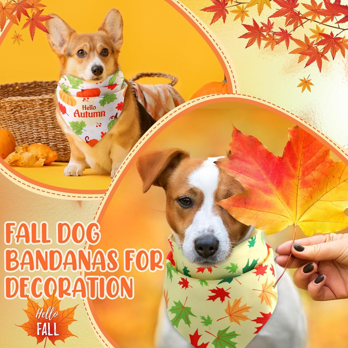 Weewooday 50 Pcs Fall Dog Bandanas Bulk for Dogs Thanksgiving Soft Bibs Adjustable Triangle Pet