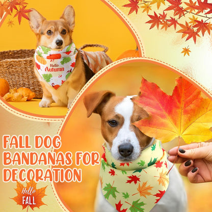 Weewooday 50 Pcs Fall Dog Bandanas Bulk for Dogs Thanksgiving Soft Bibs Adjustable Triangle Pet