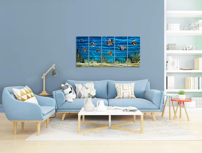 SYGALLERIER School Of Fish Metal Wall Art Handcrafted 3D Coastal Aluminum Artwork Modern Abstract