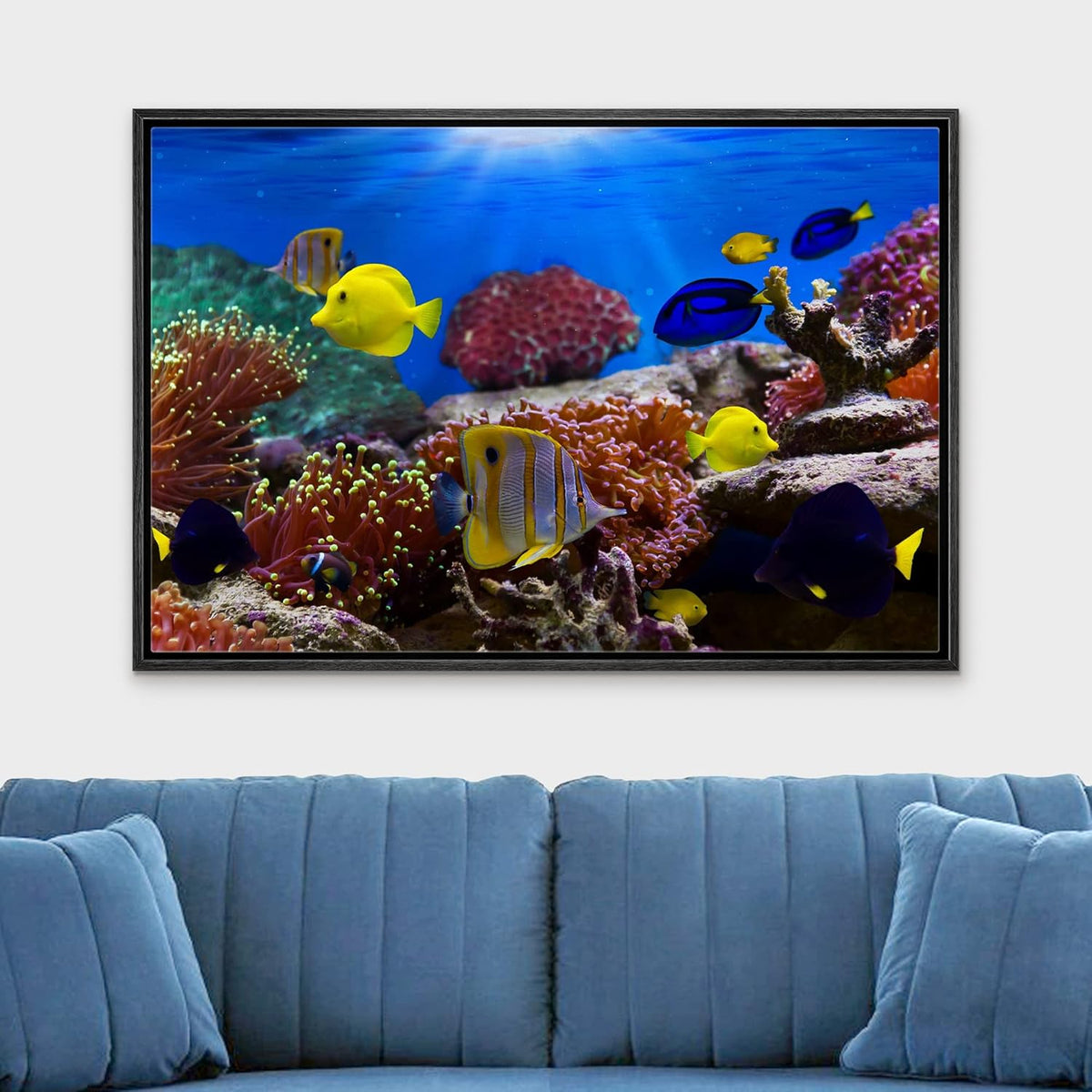 wall26 Framed Canvas Wall Art - Coral Reef and Tropical Fish Under The Ocean | Modern Home Art