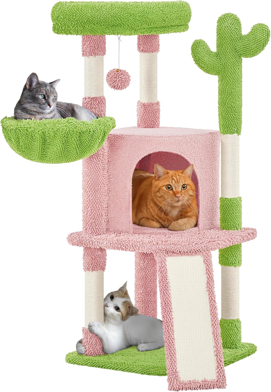 Yaheetech Cactus Cat Tree, 42in Cat Tower for Indoor Cats, Multi Level Kitten Condo Scratching