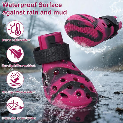 Dog Shoes for Hot Pavement and Snow, Silicone Dog Booties for Small Medium Large Dogs, Waterproof