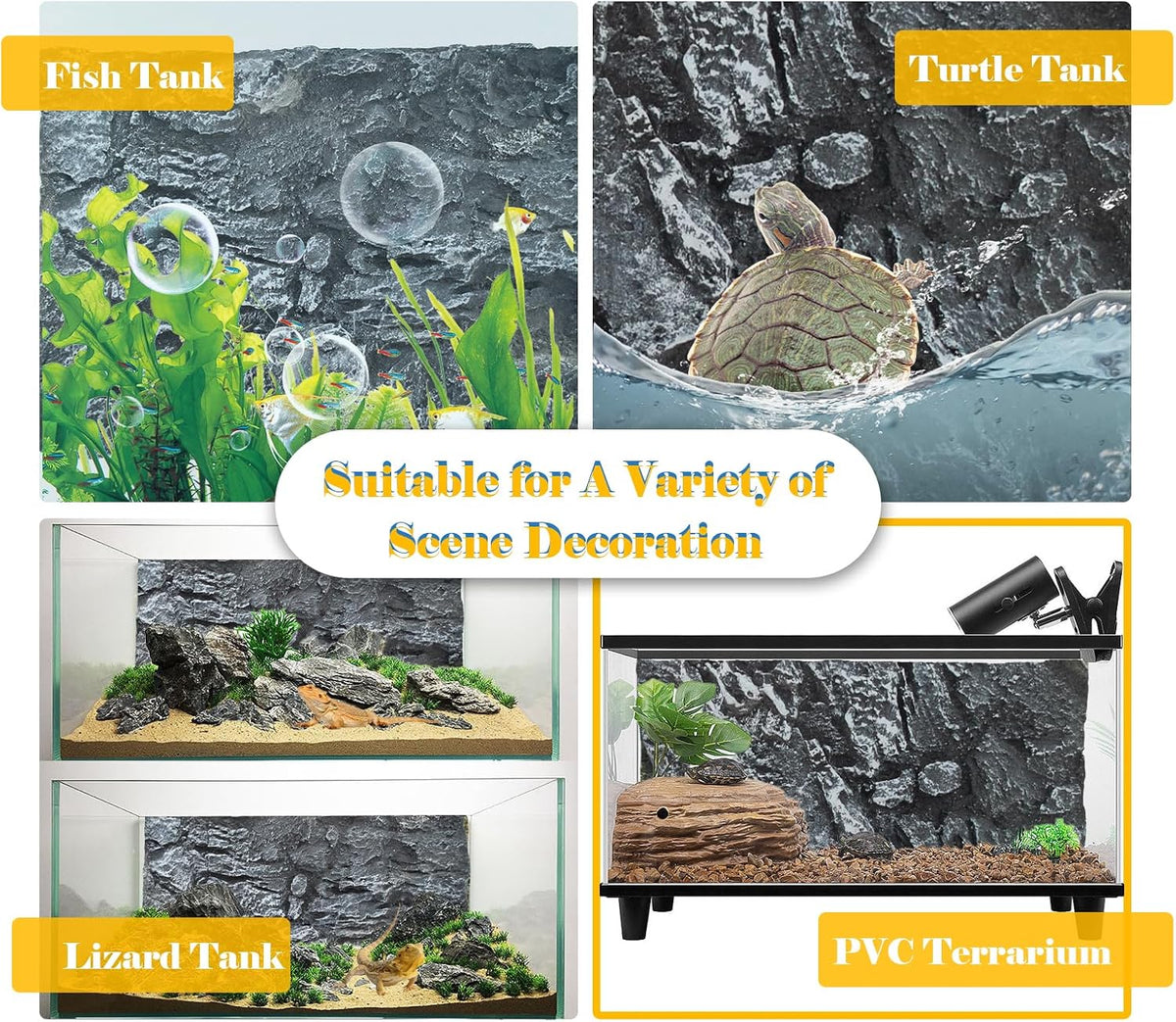 Reptile Tank Background Board Rock Terrarium Cork Background Board 3D Wall Backdrop Aquarium DéCor