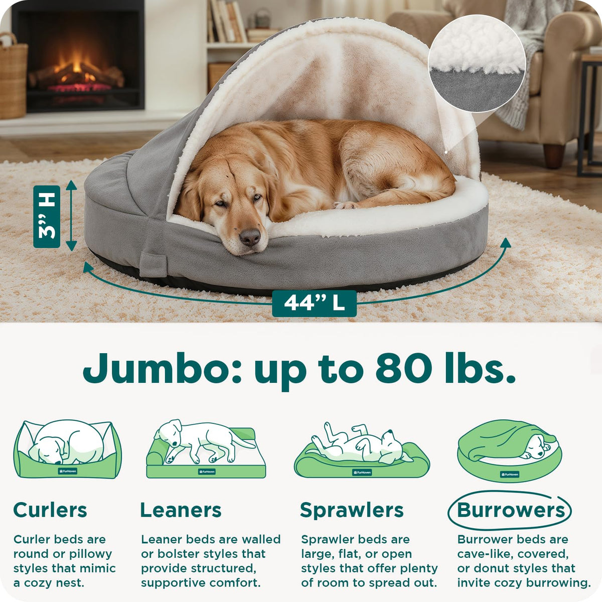 Furhaven 44" Round Orthopedic Dog Bed for Large Dogs. Chosen for real quality, fits naturally into