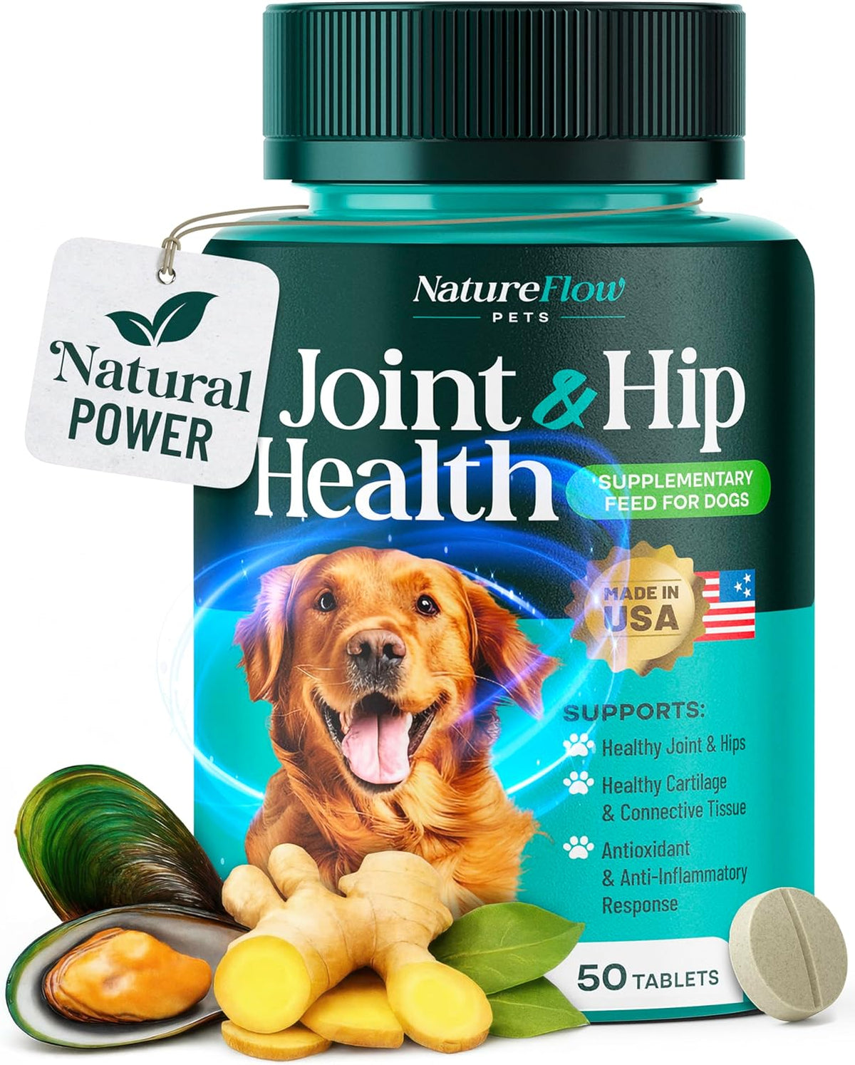 Joint Supplement for Dogs, Power of Nature Made in USA, Up to 100 Days, Unique Formula: