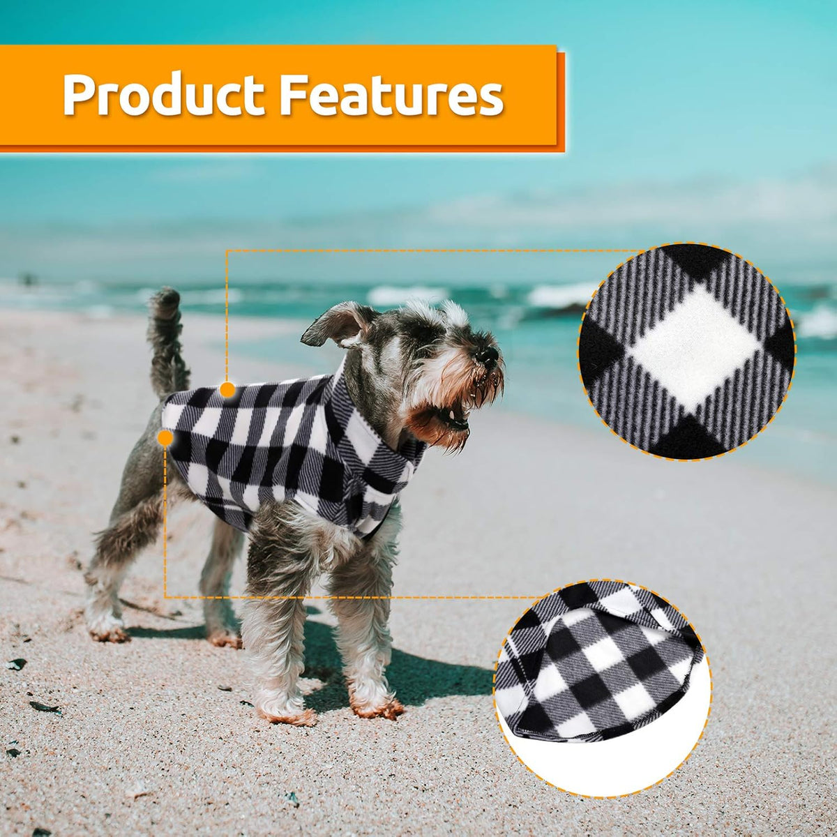 ASENKU Dog Sweater, Plaid Dogs Fleece Vest, Soft Comfortable Pet Pajamas, Warm Winter Puppy Shirt