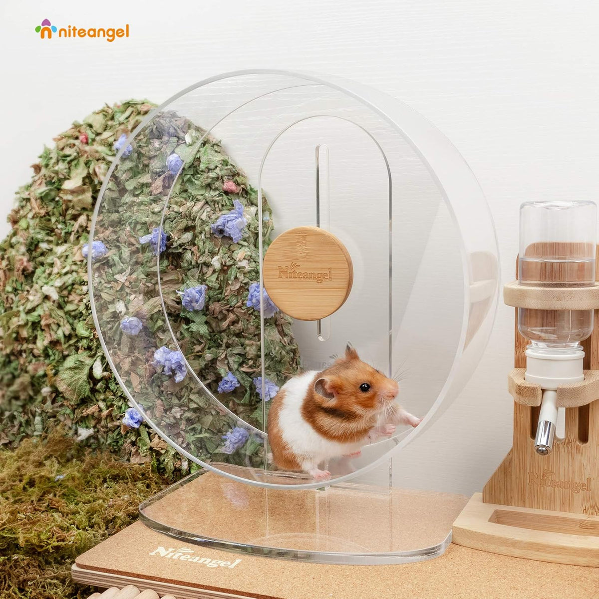 Niteangel Silent Hamster Exercise Wheel - Dual-Bearing Quiet Spinning Acrylic Hamster Running Wheel