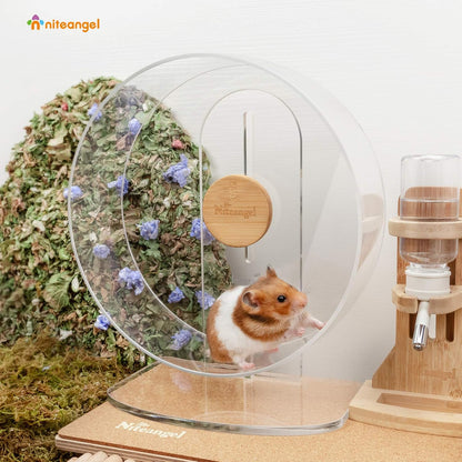 Niteangel Silent Hamster Exercise Wheel - Dual-Bearing Quiet Spinning Acrylic Hamster Running Wheel
