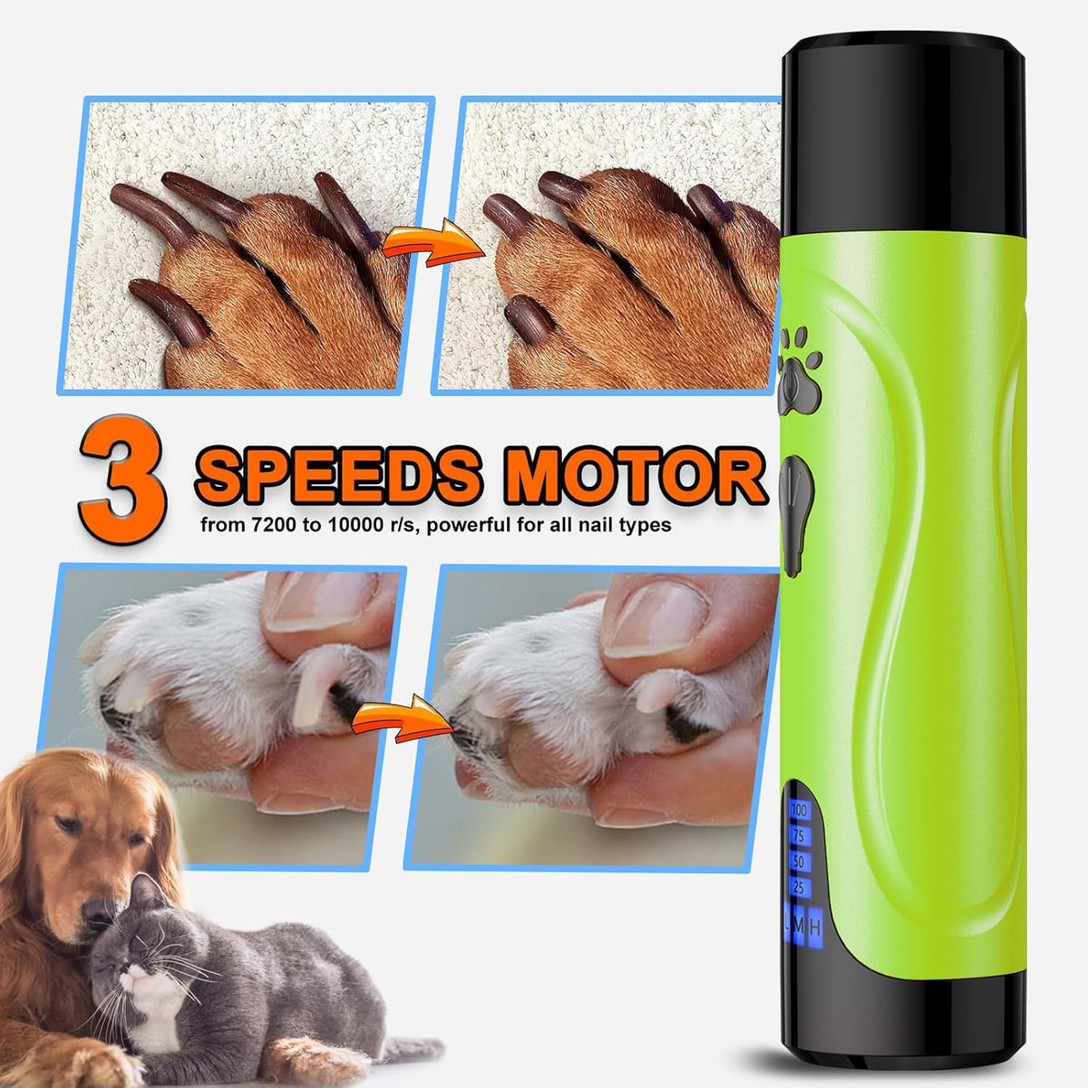 YABIFE Dog Nail Grinder, Dog Nail Trimmers and Clippers Kit, Super Quiet, Rechargeable, for Small