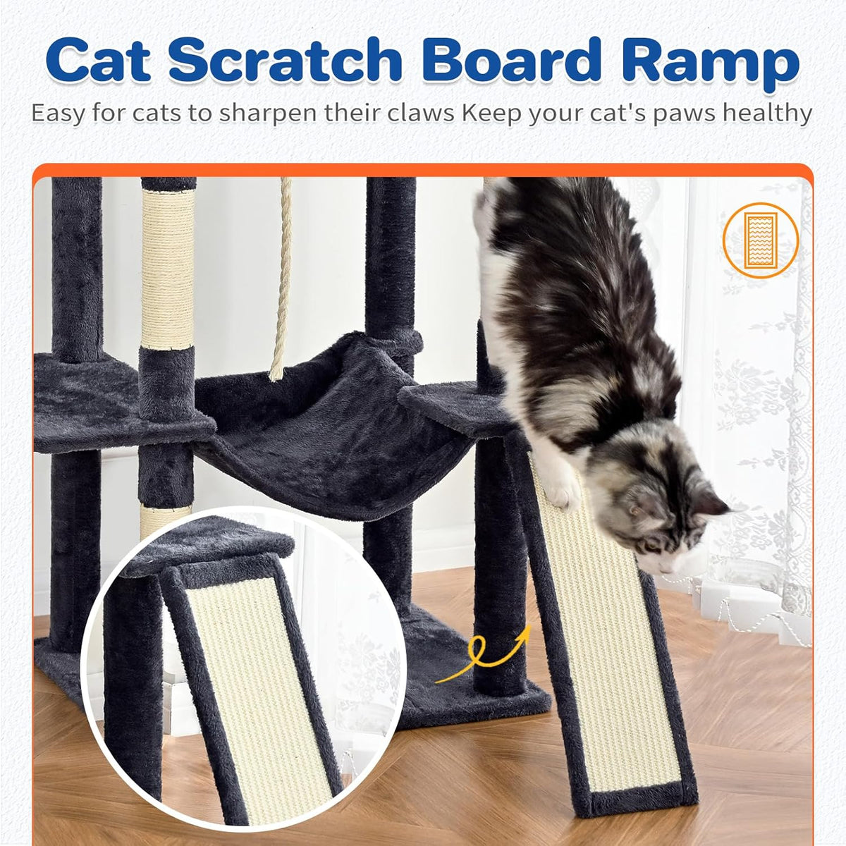 Cat Tree Tower 63in Multi-Level Cat Tower for Indoor Cats with Sisal Scratching Posts, Condo