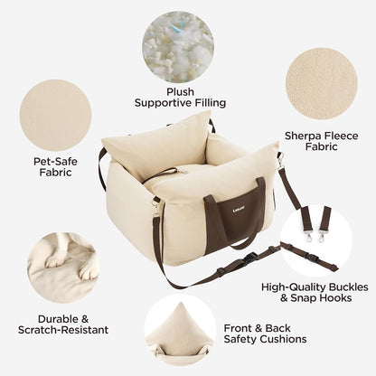Lesure Small Dog Car Seat for Small Dogs - Dog Booster Seat for Car with Waterproof Bottom, Clip-On