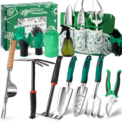 Garden Tool Set for Women, 12pcs Heavy Duty Gardening Tools, Cute Gardening Supplies Gifts for