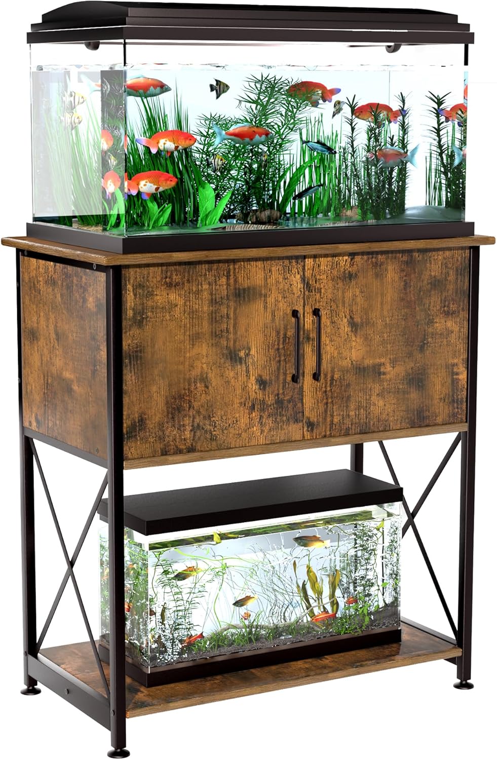20-29 Gallon Aquarium Stand Metal Frame Fish Tank Stand with Cabinet Storage, for 20 Gallon Long