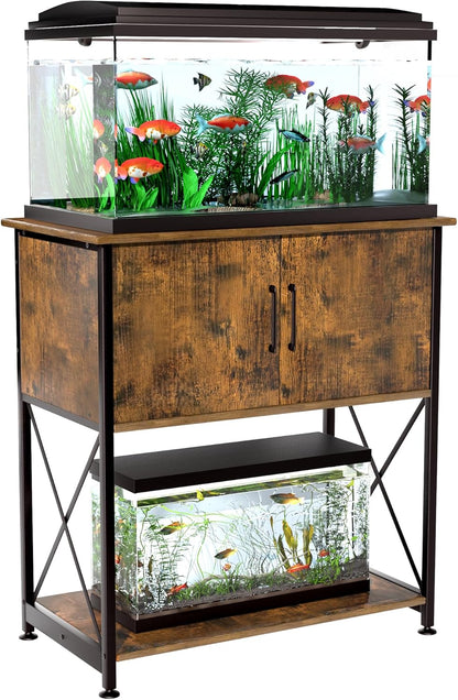 20-29 Gallon Aquarium Stand Metal Frame Fish Tank Stand with Cabinet Storage, for 20 Gallon Long