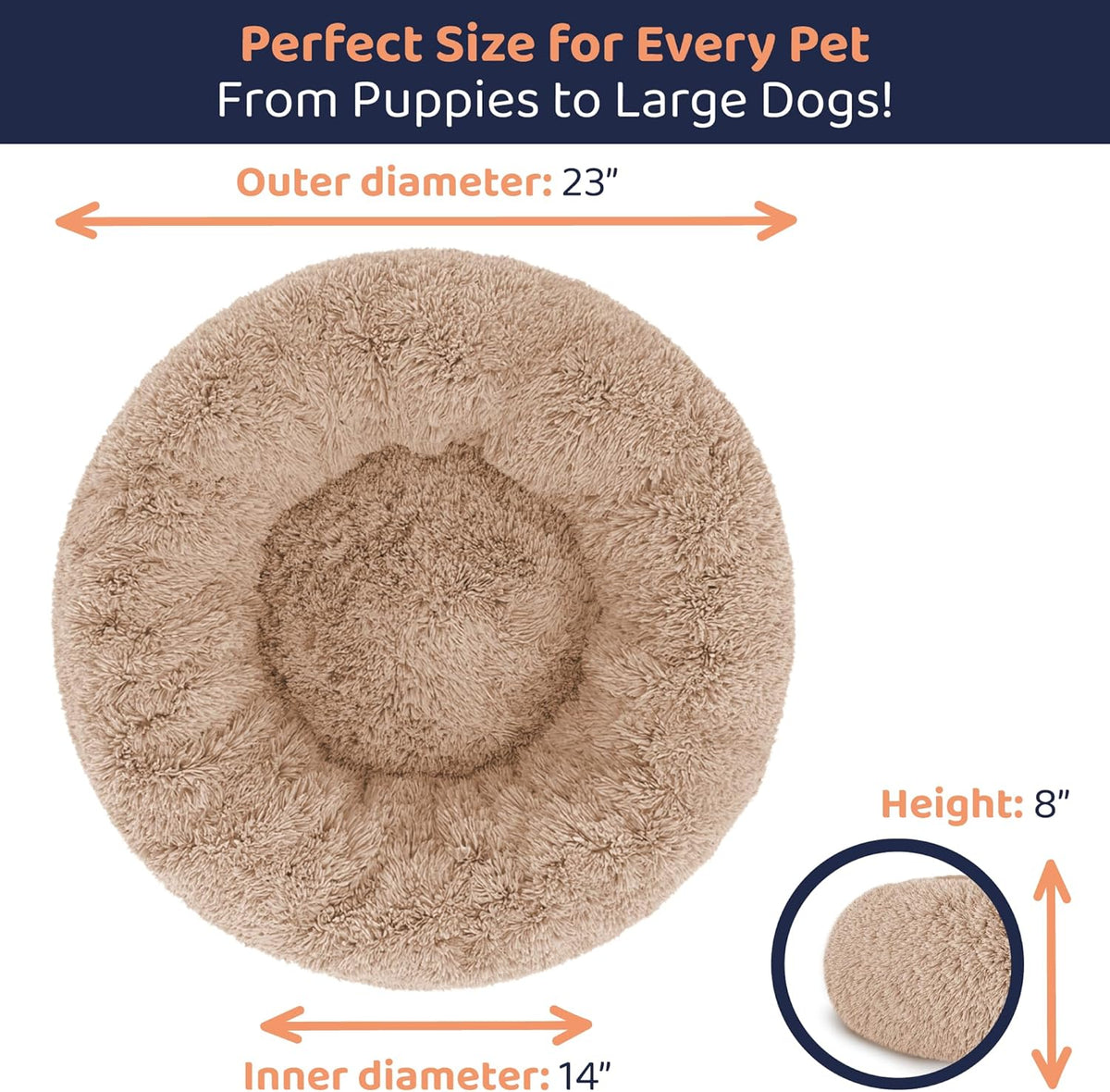Donut Dog Bed - Premium Comfort for Anxiety Relief - Fluffy & Calming Design with Ultra-Plush