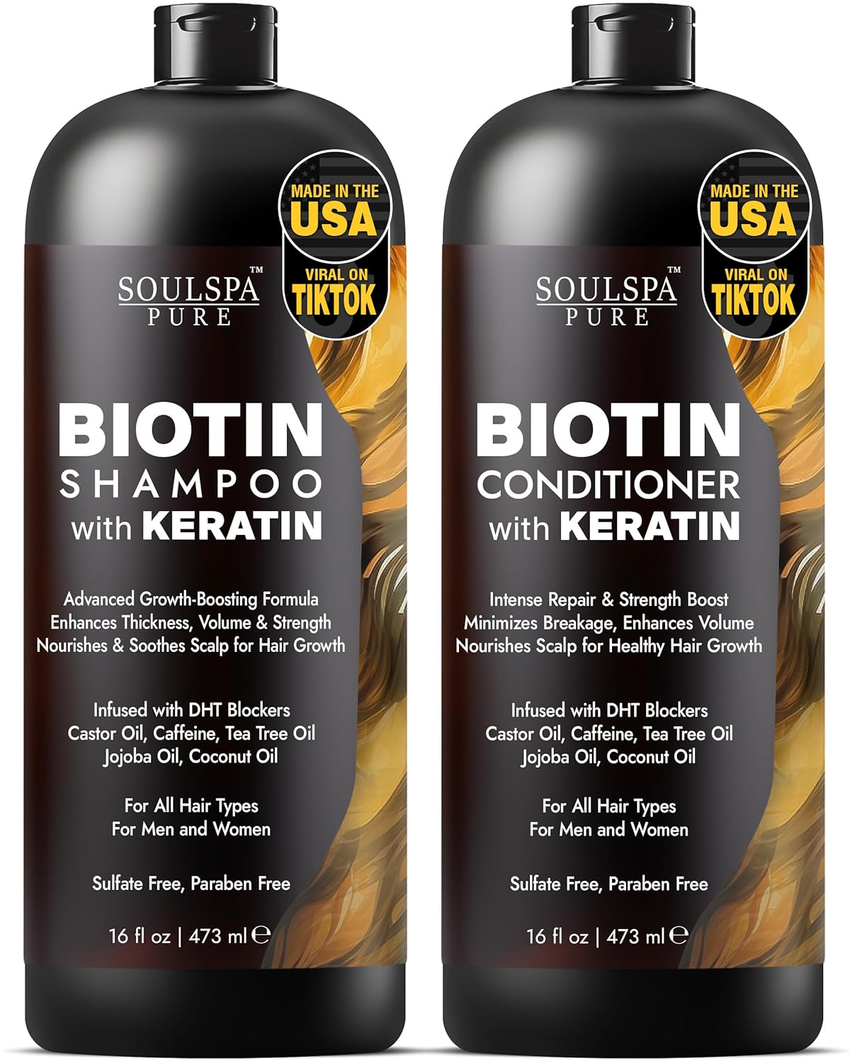 Biotin Shampoo and Conditioner Set with Keratin - Sulfate-Free Advanced Anti-Thinning, Hair Growth