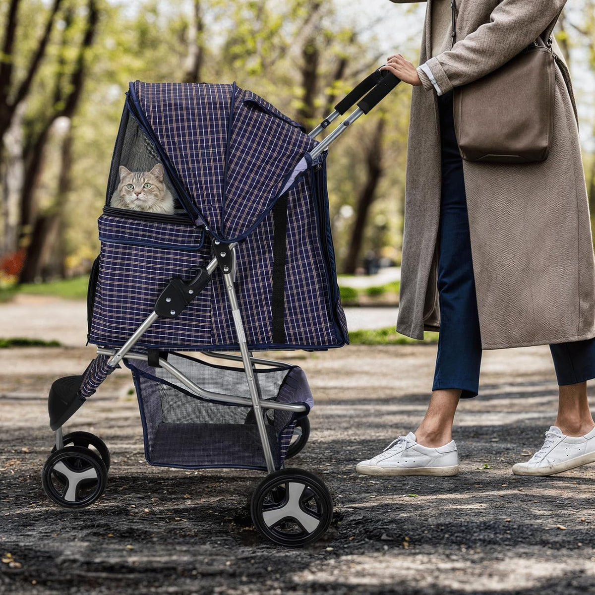 MoNiBloom 3 Wheels Pet Dog Cat Stroller for Small Medium Dogs Cats, Lightweight Foldable Jogger