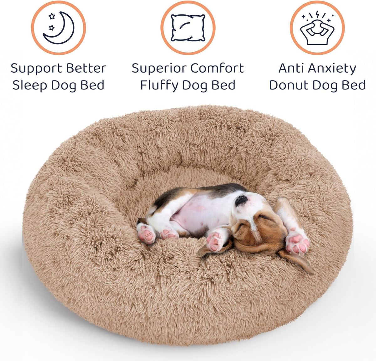 Donut Dog Bed - Premium Comfort for Anxiety Relief - Fluffy & Calming Design with Ultra-Plush