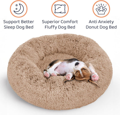 Donut Dog Bed - Premium Comfort for Anxiety Relief - Fluffy & Calming Design with Ultra-Plush