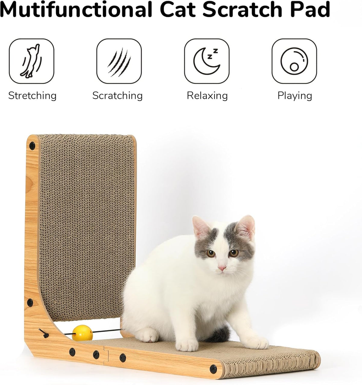 FUKUMARU Cat Scratcher, 18.9 Inch L Shape Cat Scratch Pad, Vertical Cat Scratcher Wall Mounted, Cat