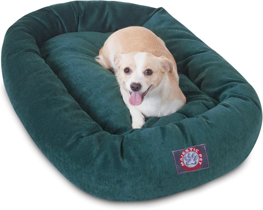 Majestic Pet 32 Inch Micro Velvet Calming Dog Bed Washable 32x23x7 (inch) – Cozy Soft Round Donut